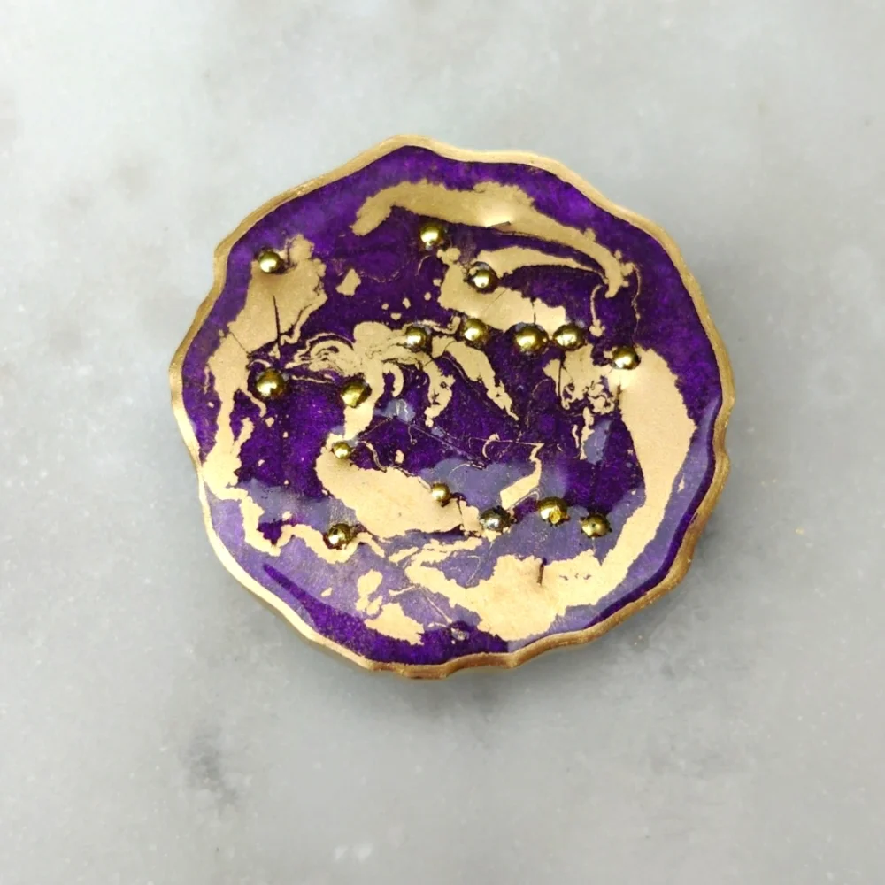 Handmade Resin Purple/Gold Phone Grip